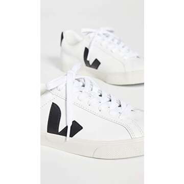 Veja Women's Esplar Logo Sneakers, Extra White/Black, 5 Medium US