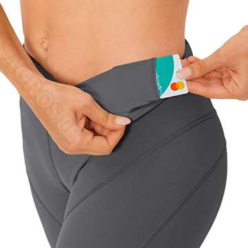 A AGROSTE Women’s High Waist Yoga Shorts with Inner Pockets Tummy Control Non See-Through Athletic Workout Running Shorts