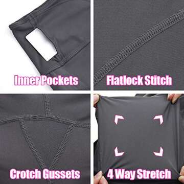 A AGROSTE Women’s High Waist Yoga Shorts with Inner Pockets Tummy Control Non See-Through Athletic Workout Running Shorts