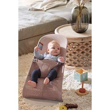 BabyBjörn Bouncer Bliss - Comfortable and Safe Baby Bouncer in Dusty Pink