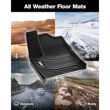 3W Floor Mats Fit 2022-2024 2025 Toyota Tundra (Only for CrewMax Cab), Custom Fit All-Weather TPE Front & Rear Row Floor Liner Black