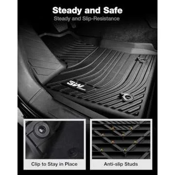 3W Floor Mats Fit 2022-2024 2025 Toyota Tundra (Only for CrewMax Cab), Custom Fit All-Weather TPE Front & Rear Row Floor Liner Black