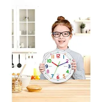 Kids Wall Clock for Learning: Silent & Colorful Design