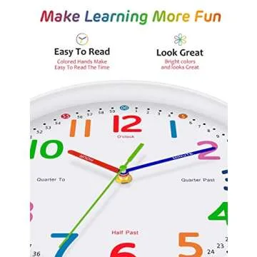 Kids Wall Clock for Learning: Silent & Colorful Design