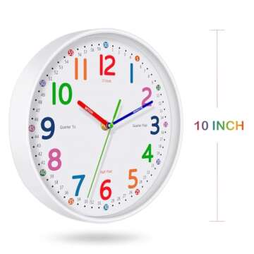 Kids Wall Clock for Learning: Silent & Colorful Design