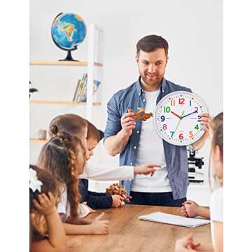 Kids Wall Clock for Learning: Silent & Colorful Design