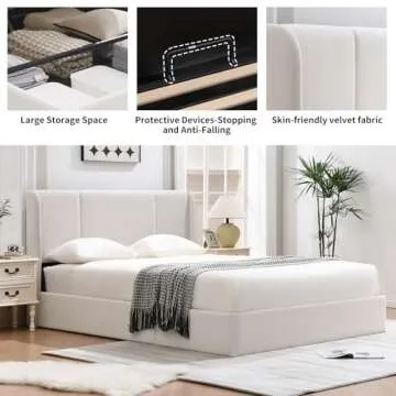VELOCAVA Queen Size Lift Up Storage Bed with Wingback