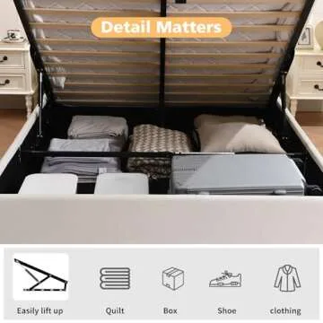 VELOCAVA Queen Size Lift Up Storage Bed with Wingback