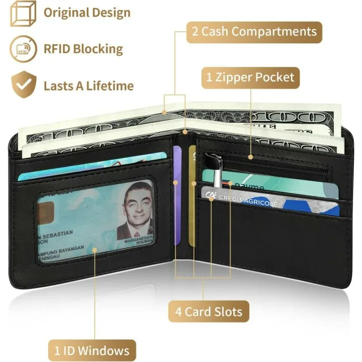 Teen Boys Aesthetic RFID Leather Wallet - Cool Style