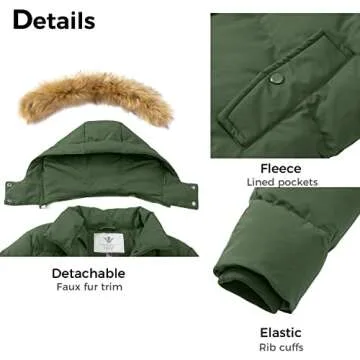 WenVen Women's Thicken Winter Coat with Fur Hood