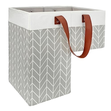 SAM AND MABEL Stair Basket with Chevron Pattern – 16” L x 9.5” W x 16” H Storage Organizer f...