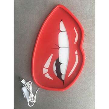 Neon Sign 14", Wall Decor Art LED Neon Light Printing Women Red Lips Home Decoration,Bedroom, Lounge...