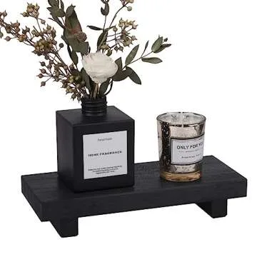 Small Wood Tray Pedestal Stand Farmhouse Bathroom Decor Decorative Wooden Riser Kitchen Soap Dish Ho...