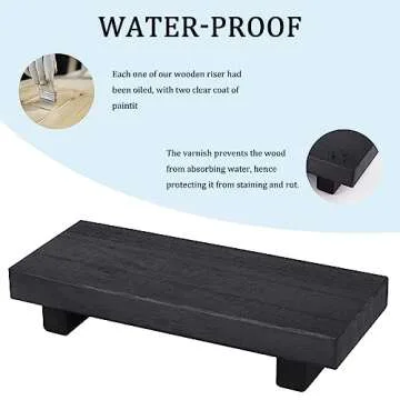 Small Wood Tray Pedestal Stand Farmhouse Bathroom Decor Decorative Wooden Riser Kitchen Soap Dish Holder for Vanity, Counter, Sink, Black