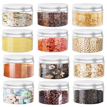 Axe Sickle 8 Ounce Plastic Jars Clear Plastic Mason Jars Storage Containers Wide Mouth With Lids For Kitchen & Household Storage Airtight Container 12 PCS