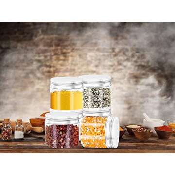 Axe Sickle 8 Ounce Plastic Jars Clear Plastic Mason Jars Storage Containers Wide Mouth With Lids For Kitchen & Household Storage Airtight Container 12 PCS