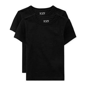The Children's Place Pack of 2 Toddler Boys Short Sleeve T-Shirts Black 2 Pack, 5T US