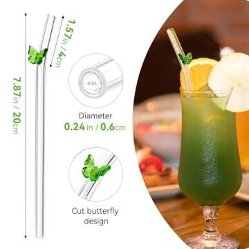 Charming Snowfall Butterfly Glass Straws - 6 Pack for All
