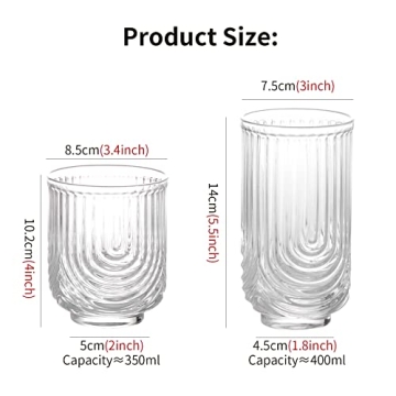 Cocktail Glasses Set of 4 - Vintage Ribbed Glassware