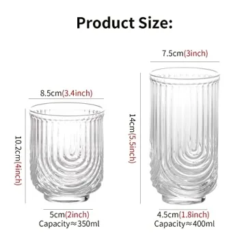 Cocktail Glasses Set of 4 - Vintage Ribbed Glassware