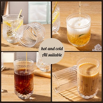 Cocktail Glasses Set of 4 - Vintage Ribbed Glassware