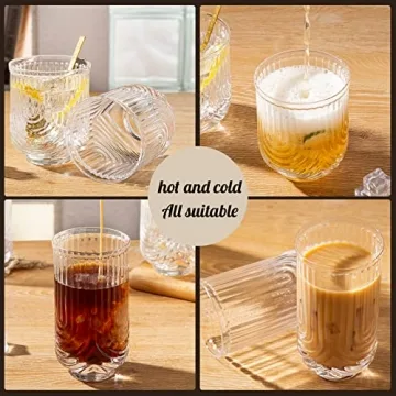 Cocktail Glasses Set of 4 - Vintage Ribbed Glassware