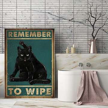 Cat Wipe Tin Sign Vintage Kitchen Bathroom Wall Decor