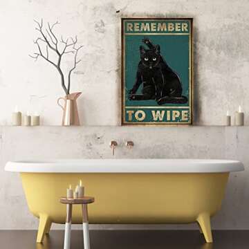 Cat Wipe Tin Sign Vintage Kitchen Bathroom Wall Decor