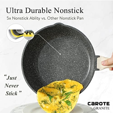 CAROTE 12Inch Nonstick Deep Frying Pan with Lid