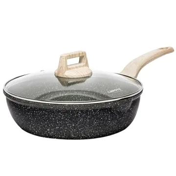 CAROTE 12Inch Nonstick Deep Frying Pan with Lid