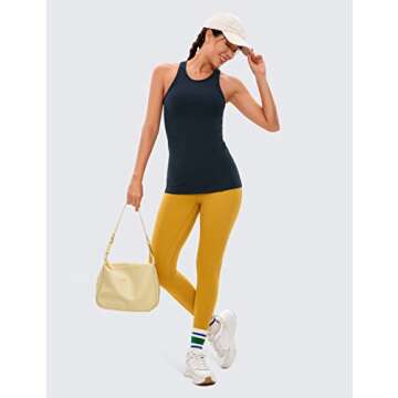 CRZ YOGA Butterluxe Womens Workout Racerback Sleeveless Tops High Neck Athletic Camisole Tanks Running Gym Yoga Shirts True Navy X-Small