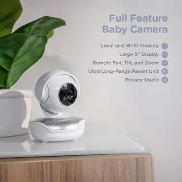 Hubble Connect 5" Smart Baby Monitor with Camera, Audio, NightVision; Pan Tilt Zoom; 2Way Talk & Roo...