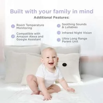 Hubble Connect 5" Smart Baby Monitor with Camera, Audio, NightVision; Pan Tilt Zoom; 2Way Talk & Room Temp Sensor, 1000ft Range, WiFi Baby Monitor with Smartphone App