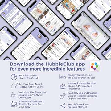 Hubble Connect 5" Smart Baby Monitor with Camera, Audio, NightVision; Pan Tilt Zoom; 2Way Talk & Room Temp Sensor, 1000ft Range, WiFi Baby Monitor with Smartphone App