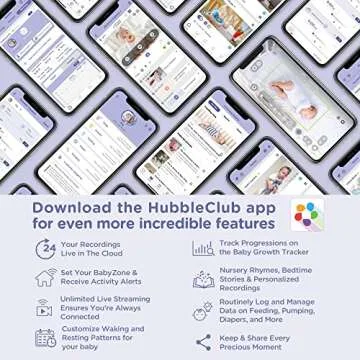 Hubble Connect 5" Smart Baby Monitor with Camera, Audio, NightVision; Pan Tilt Zoom; 2Way Talk & Room Temp Sensor, 1000ft Range, WiFi Baby Monitor with Smartphone App