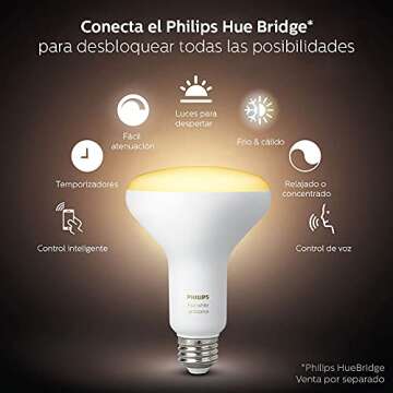 Philips Hue 2-Pack White Ambiance BR30 60W Equivalent Dimmable LED Smart Flood Light (Works with Ale...