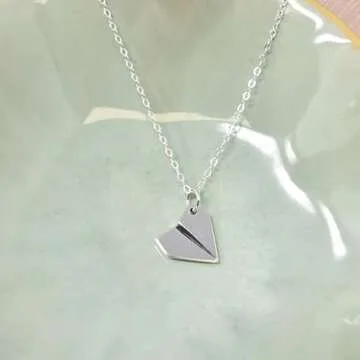 Paper Airplane Necklace in Sterling Silver on an 18 Inch Sterling Silver Cable Chain. Travel Gift. Adventure Necklace. Graduation Gifts. Gifts for Women. Jewelry