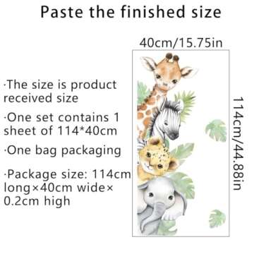 44.88 x 11.75 Inch Watercolor Jungle Animal Wall Decals Forest Animal Wall Sticker Safari Elephant Lion Monkey Wall Decals for Baby Nursery Playroom Bedroom Classroom Kindergarten Wall Decor