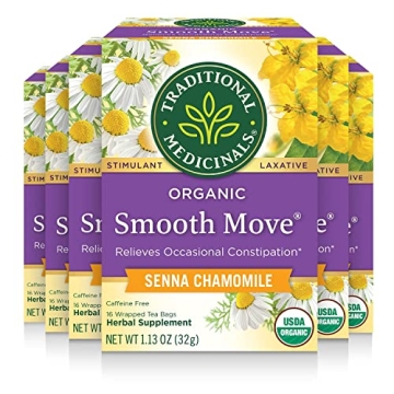 Organic Smooth Move Chamomile Tea - Gentle Constipation Relief, 96 Tea Bags