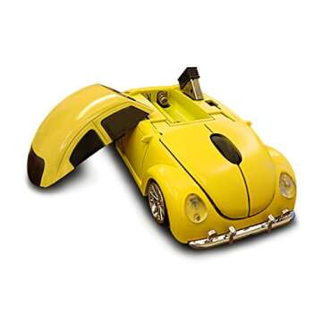 Wireless Mouse, TDRTECH Cool Sports Car Shaped Mouse 2.4GHz Optical Gaming Mouse for Computer PC Notebook Laptop - Yellow