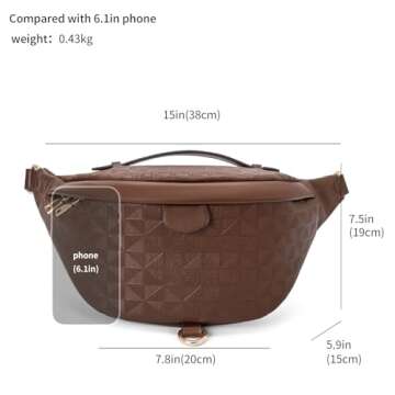 Crossbody Sling Bag for Women Men Leather Bum Belt Bags Fanny Pack Anti-theft Fastener Chest Bag for Travel