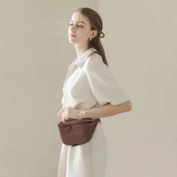 Crossbody Sling Bag for Women Men Leather Bum Belt Bags Fanny Pack Anti-theft Fastener Chest Bag for Travel