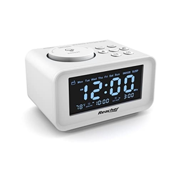 REACHER Dual Alarm Clock with FM Radio & USB Charging - Perfect for Bedroom