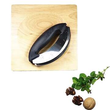 TLIOCAS Mezzaluna chopper and Cutting Board Set- Rocker Knife for One Handed Cutting Board, Kale Vegetable Mincing Knife Slicer, Double Blade Mezzaluna Knife,Quick to Pre Salad Meal Chopped Salad Kit