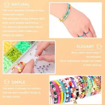 SJZWSD 6-Box Friendship Bracelet Making Kit - 16,000pcs Clay Beads, Seed Beads & Glass Beads Collection, Letter Beads, Charms