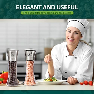 Soeos Black Peppercorns Himalayan Salt Set with Grinders