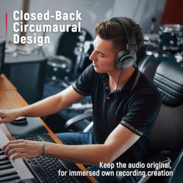 FIFINE Studio Monitor Headphones for Recording & Podcasting