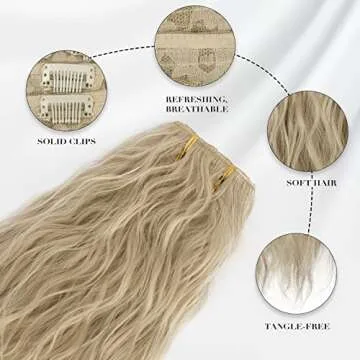 FESHFEN 20" Clip in Hair Extensions for Volume & Waves