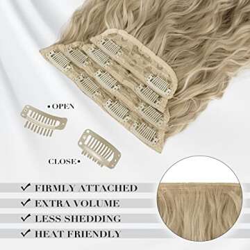 FESHFEN 20" Clip in Hair Extensions for Volume & Waves