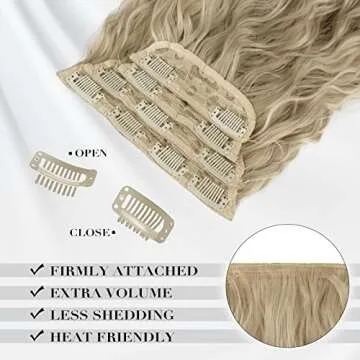 FESHFEN 20" Clip in Hair Extensions for Volume & Waves